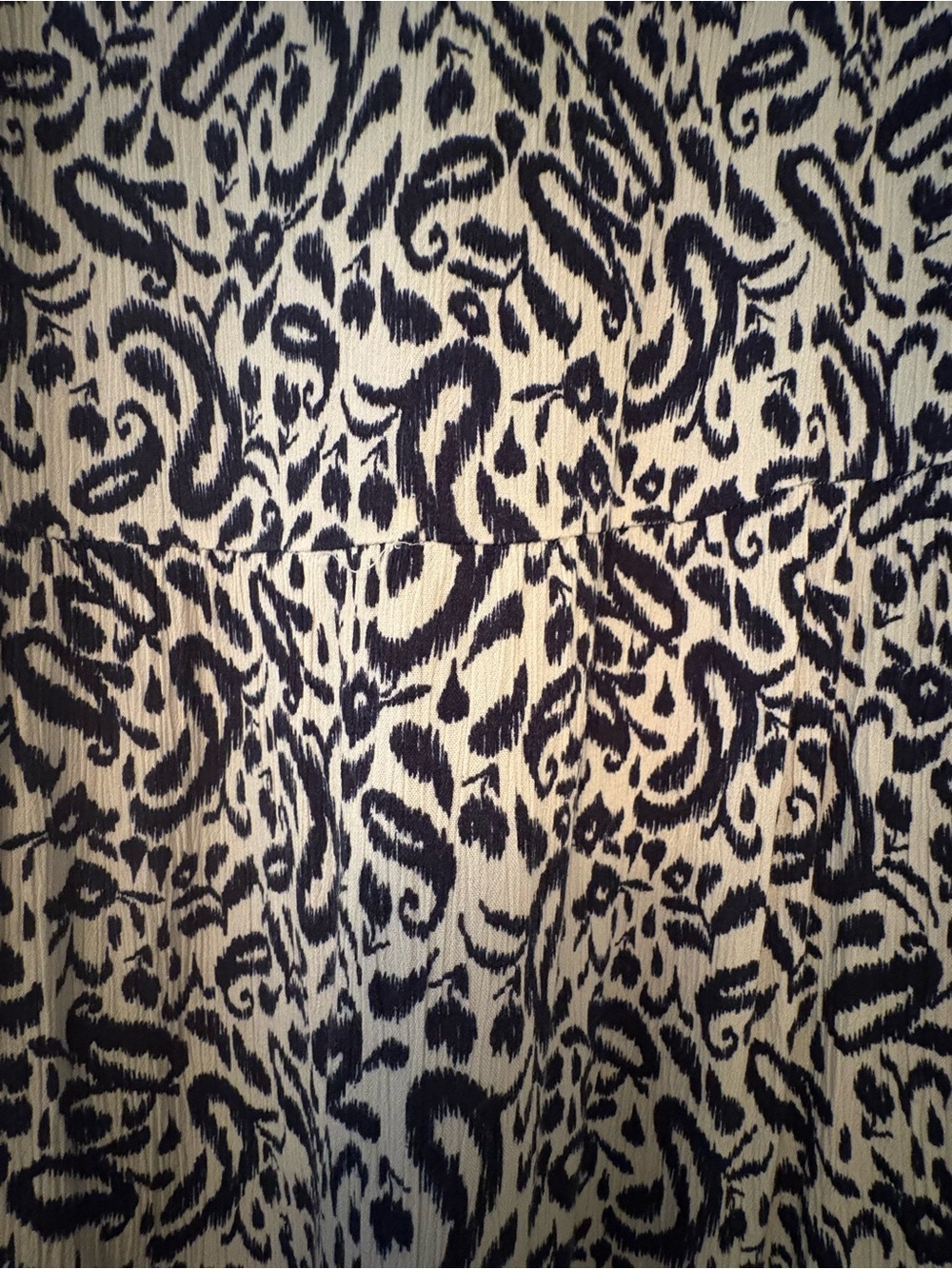 Navy Blue & Cream Paisley Crinkle Tie-Back Flutter Sleeve Midi Dress Size XL - Picture 2 of 6
